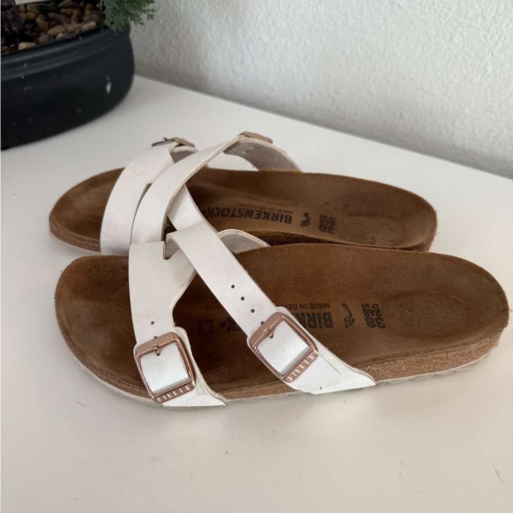 Birkenstock Women's White Cross-Strap Sandals - Picture 4 of 7